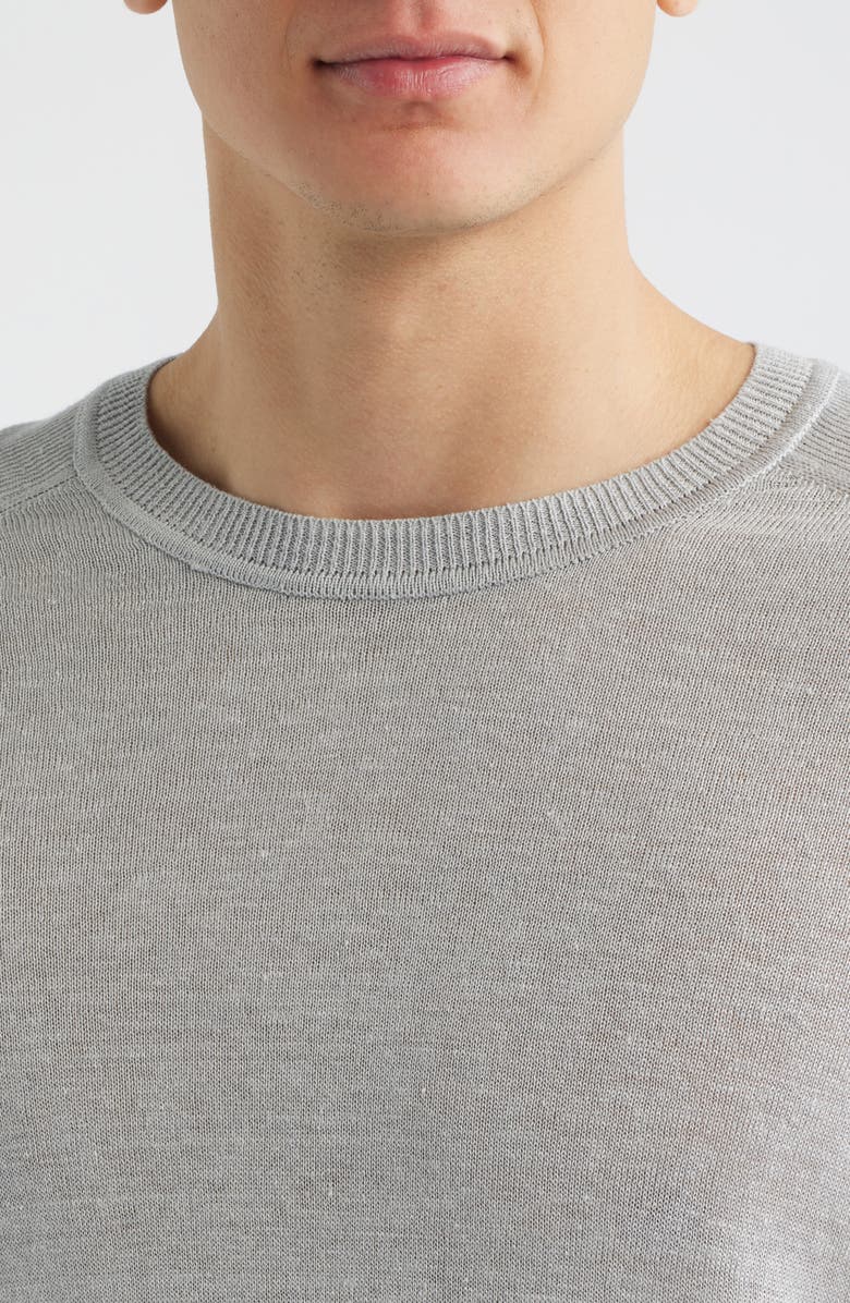 Jack Victor Cormack Long Sleeve Crewneck Linen & Silk Pullover, Alternate, color, Light Grey