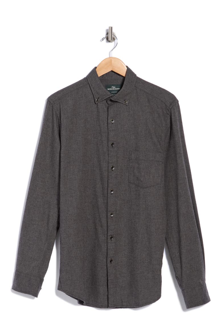 Cannington Long Sleeve Herringbone Cotton Shirt, Main, color, MIDNIGHT