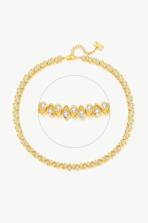 Tear Shaped Cubic Zirconia Tennis Choker Necklace