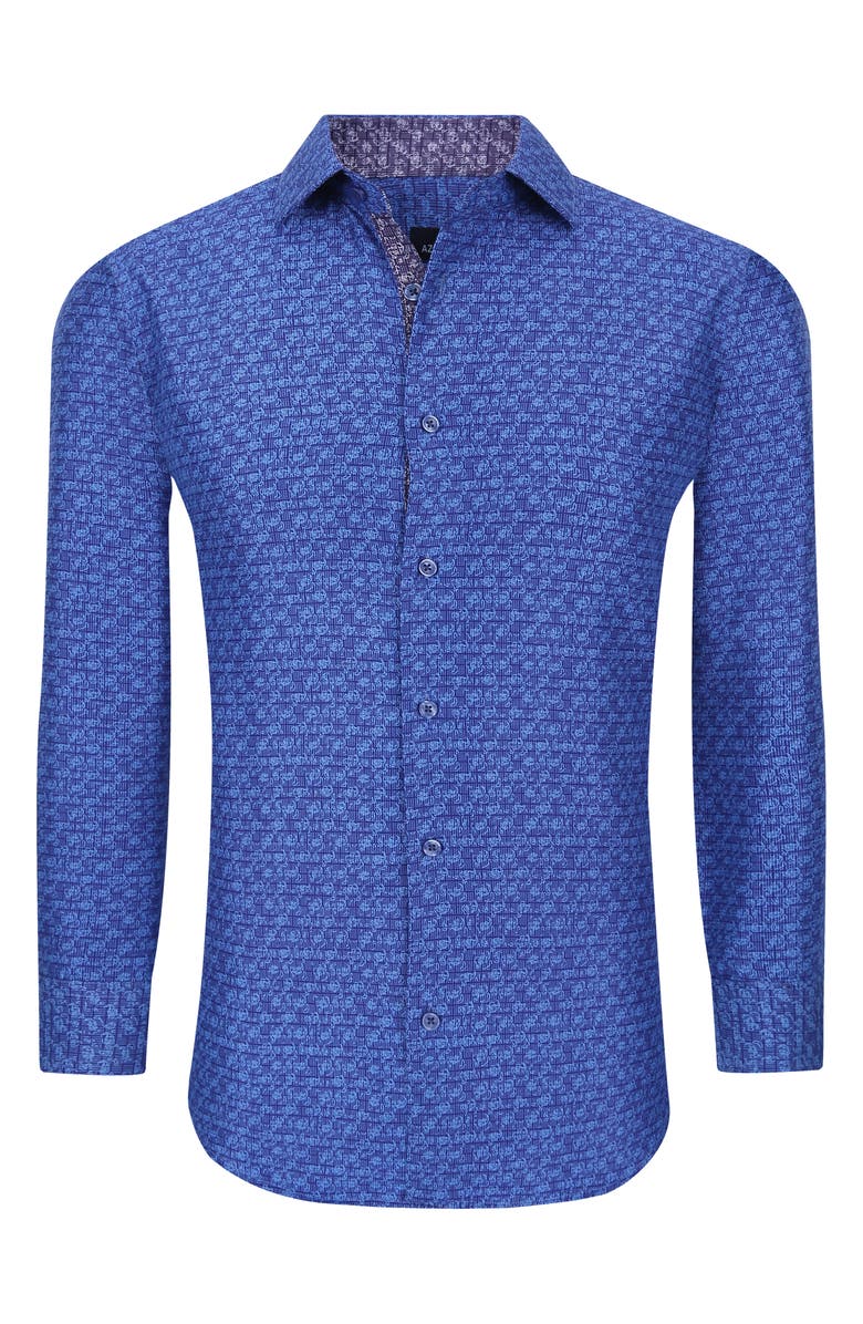 Azaro Uomo Patterned Long Sleeve Performance Button-Up Shirt, Alternate, color,