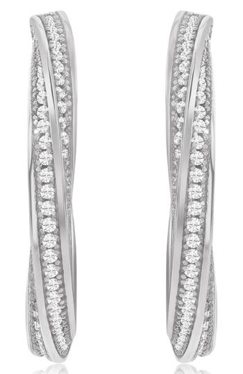 Suzy Levian Pavé Cubic Zirconia Twisted Hoop Earrings