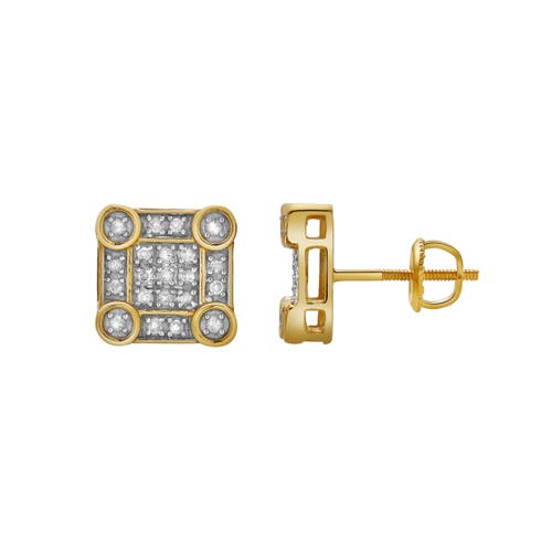 Luvmyjewelry Veil 10k Yellow Gold Cluster Diamond Unisex Earrings In 10k Yellow Gold