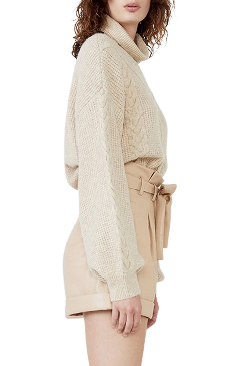 Bardot Maya Cable Detail Turtleneck Sweater, Alternate, color,