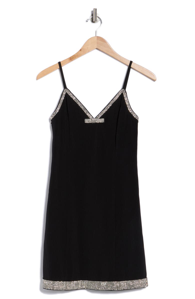 MOON RIVER Bow Embellished Satin Minidress, Alternate, color, Black