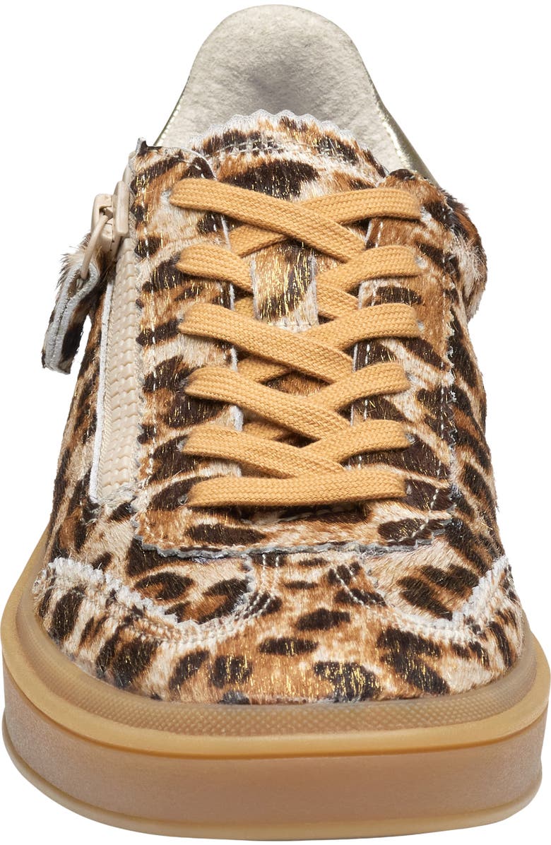 Johnston & Murphy Ashley Genuine Calf Hair Side Zip Sneaker, Alternate, color, Gold Leopard/Metallic Sheep