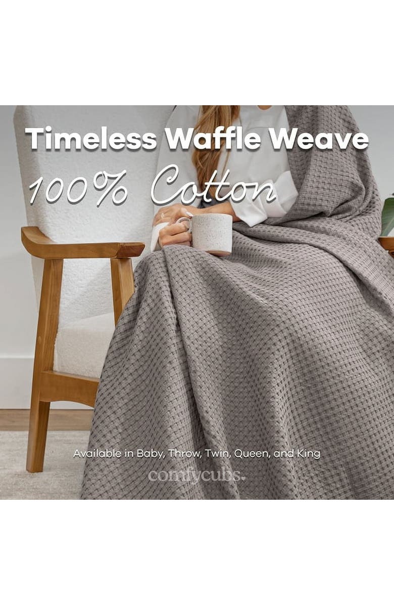 Comfy Cubs Adult Waffle Blanket, Alternate, color, Charcoal