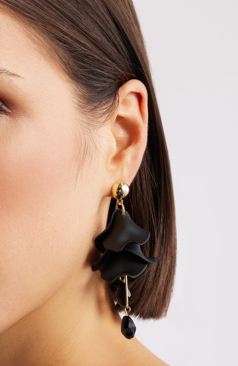 Nordstrom Petal Chandelier Drop Earrings, Alternate, color, Black- Gold