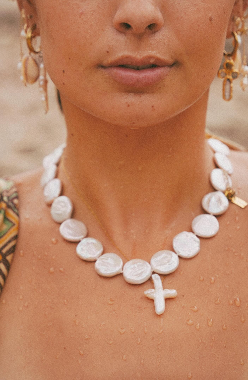 Joiana Jewelry Coin Pearl Necklace In Silver