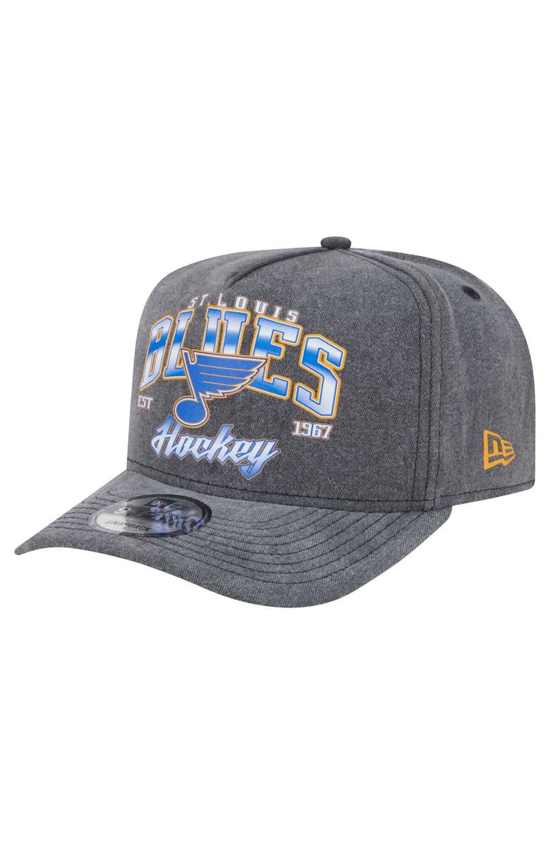 New Era Men's New Era  Charcoal St. Louis Blues Throwback Washed A-Frame Pre-Curved 9FIFTY Snapback Hat, Main, color, Charcoal