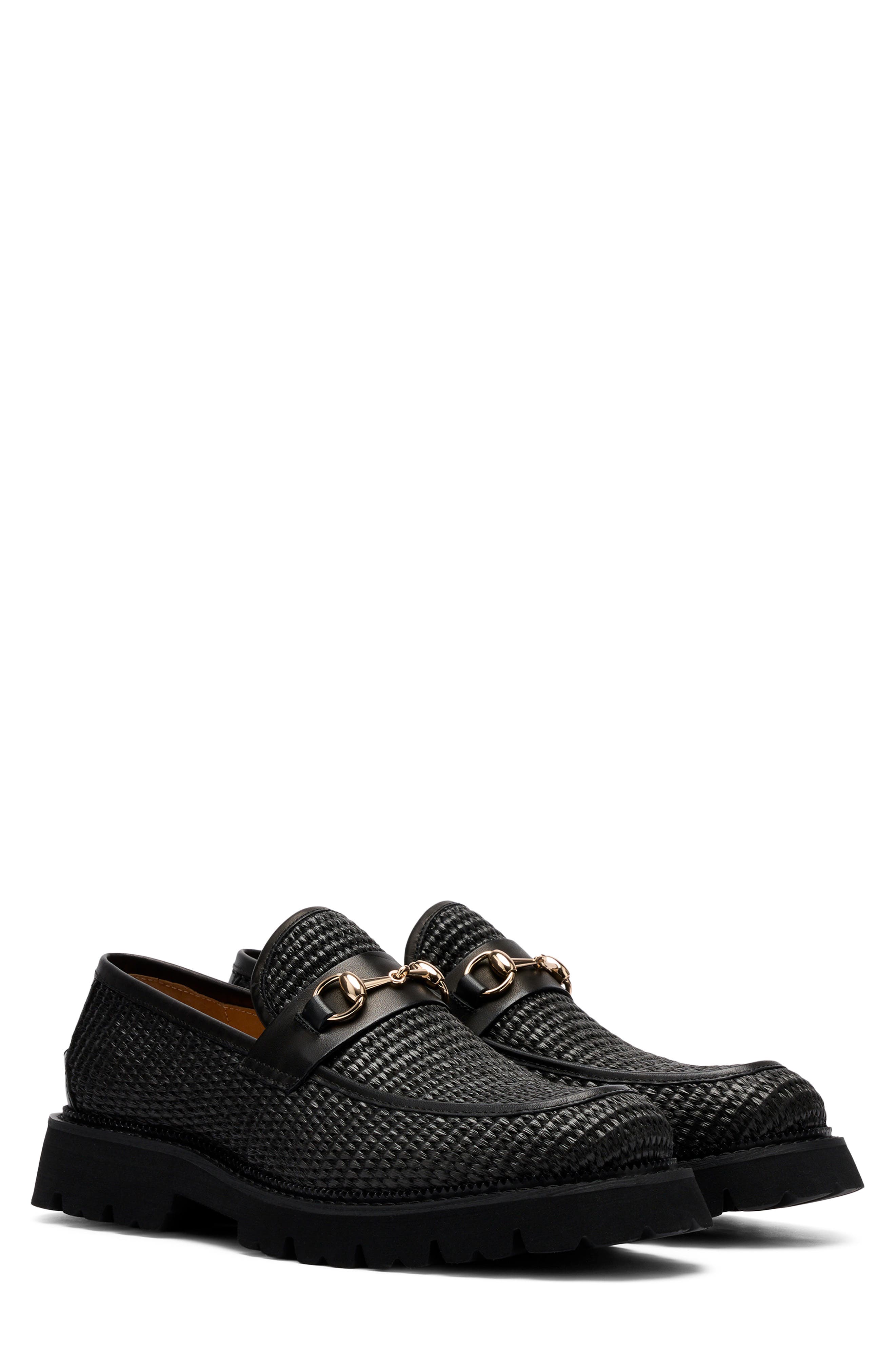 MARC NOLAN Blake Bit Loafer, Main, color, Black Raffia