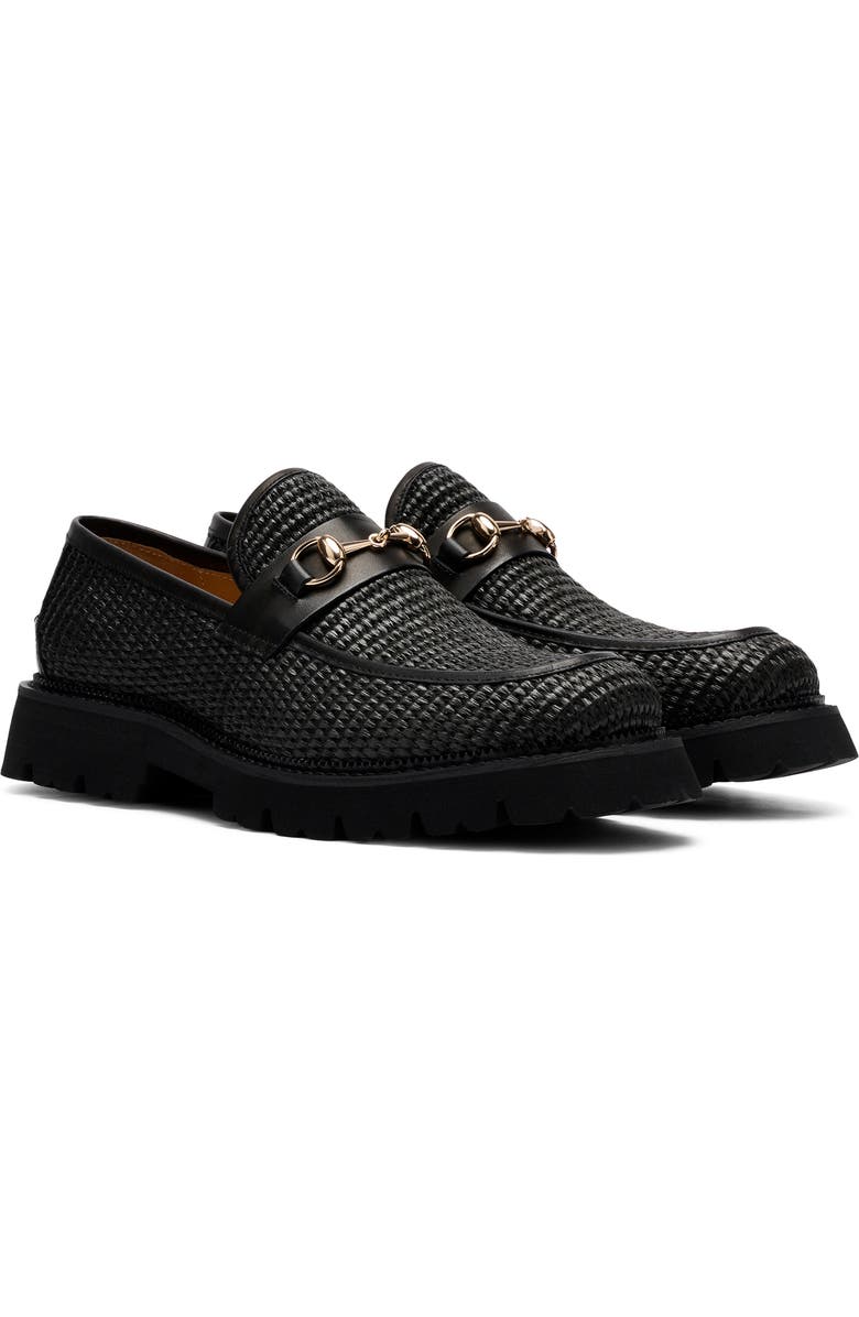 MARC NOLAN Blake Bit Loafer, Main, color, Black Raffia