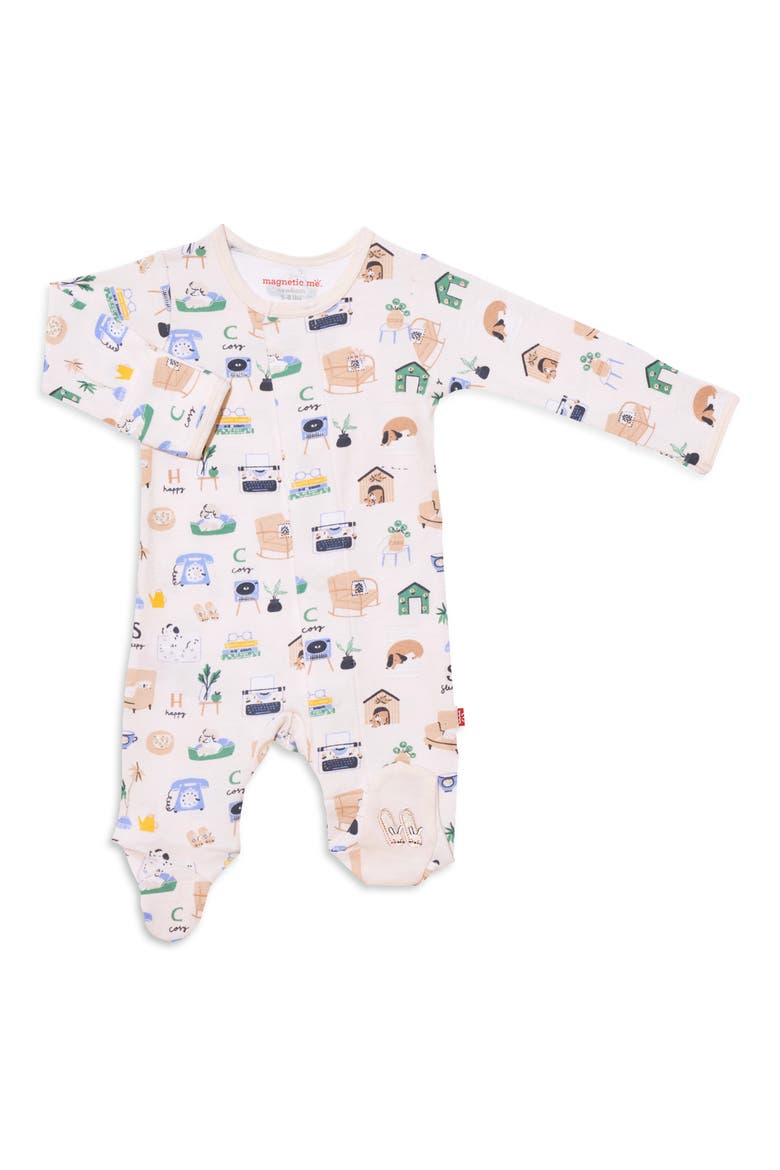 Cozy Days Organic Cotton Footie, Main, color, BEIGE