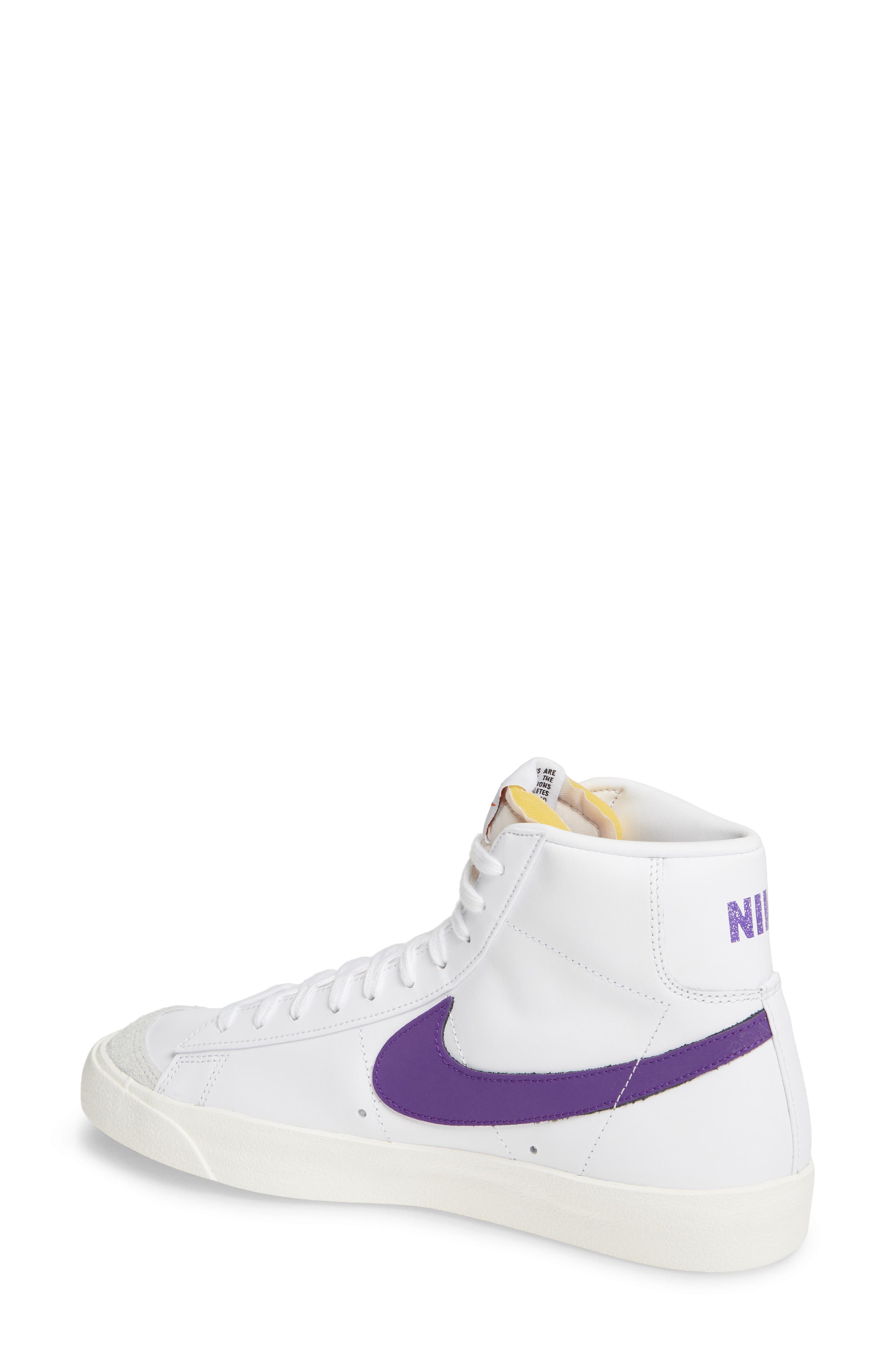 BLAZER MID 77 VNTG, Alternate, color, WHITE/ VOLTAGE PURPLE/ SAIL