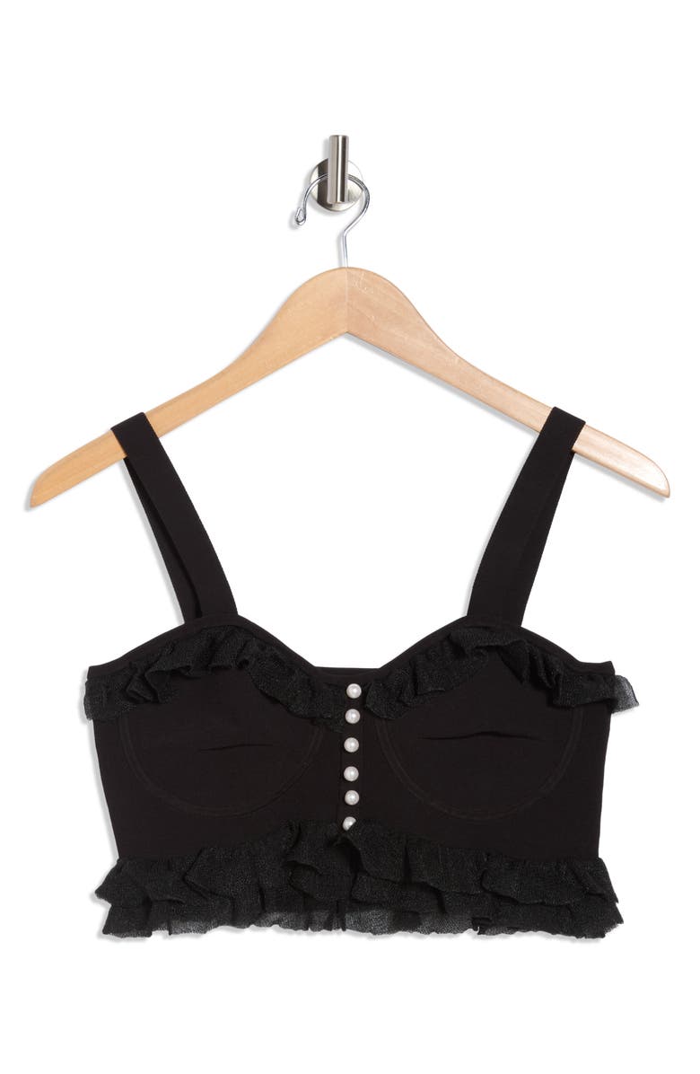 SANDRO Ruffle Cropped Sweater Tank, Alternate, color, Noir