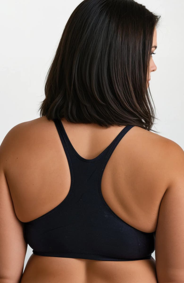 Calypsa Plus Size Racerback Swim Bra With Removable Cups, Alternate, color, Black