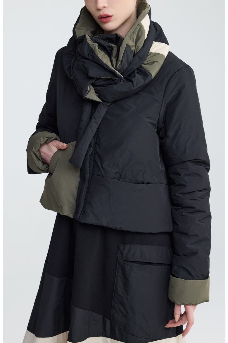 Anna Memory Taffeta Collar Scarf, Alternate, color, Black