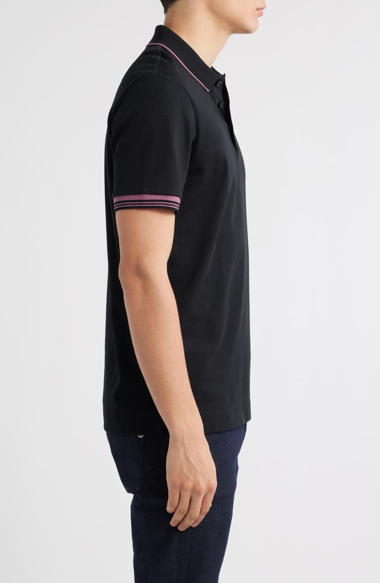 BOSS Parlay Tipped Cotton Polo, Alternate, color, Black