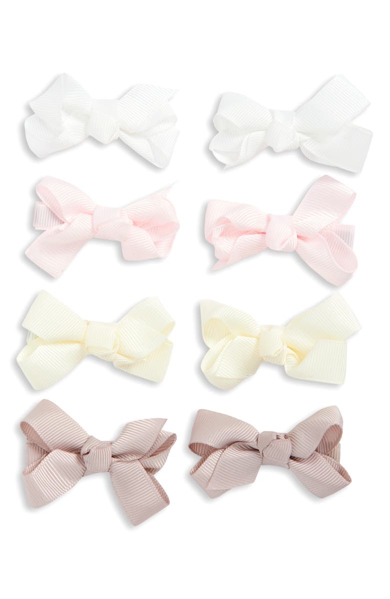 Capelli New York Kids' Assorted 8-Pack Bow Clips, Main, color, Natural Combo