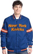 STARTER Men's Starter Blue/Orange New York Knicks Scout Full Snap Varsity Jacket
