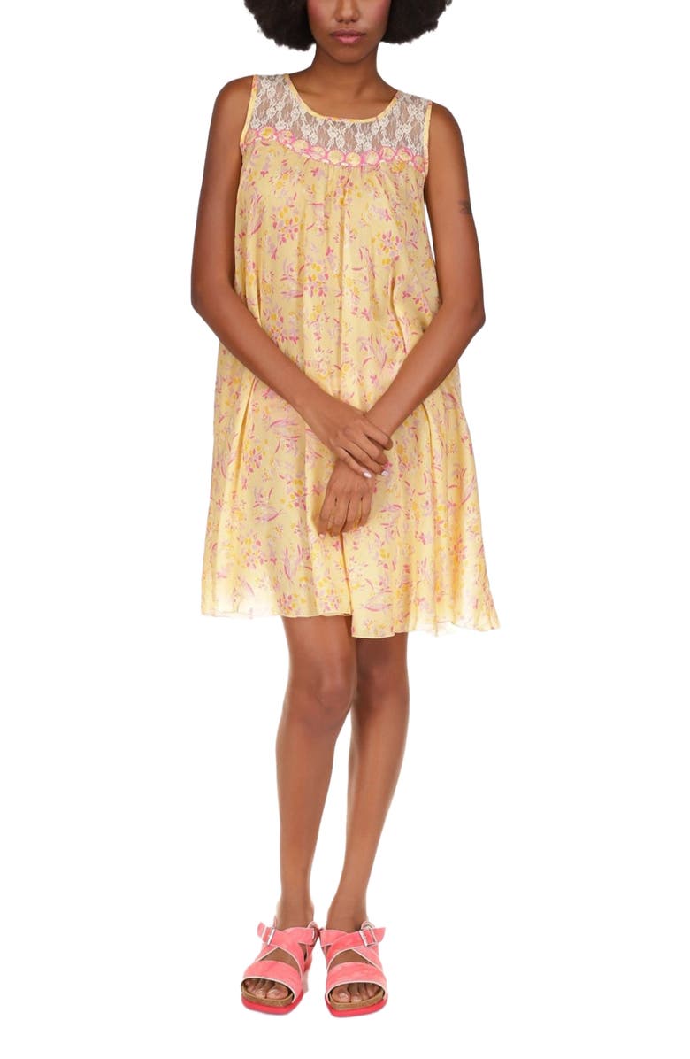 Anna Sui Arcadia Blossom Sleeveless Dress, Main, color, Cantaloupe Multi