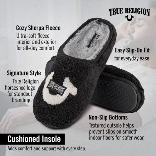 True Religion Rhinestone Indoor House Slippers In Black