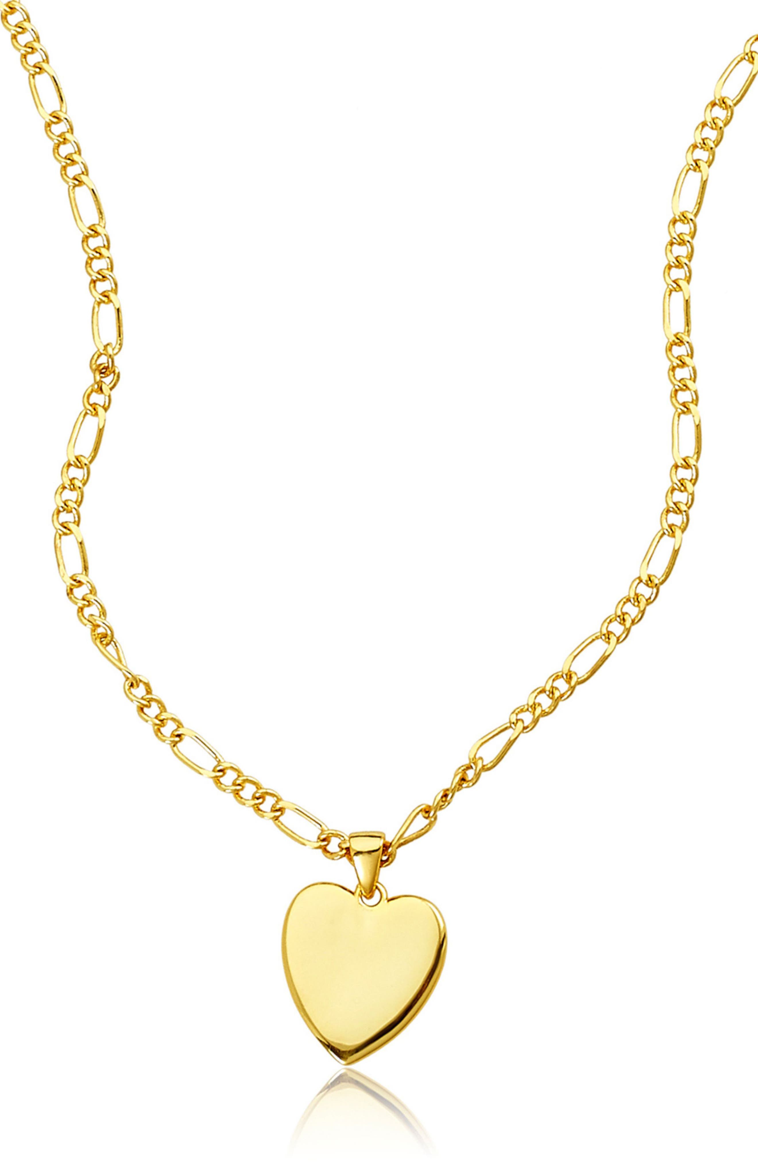 Adornia 14K Gold Plated Figaro Chain Heart Pendant Necklace