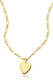 Adornia 14K Gold Plated Figaro Chain Heart Pendant Necklace