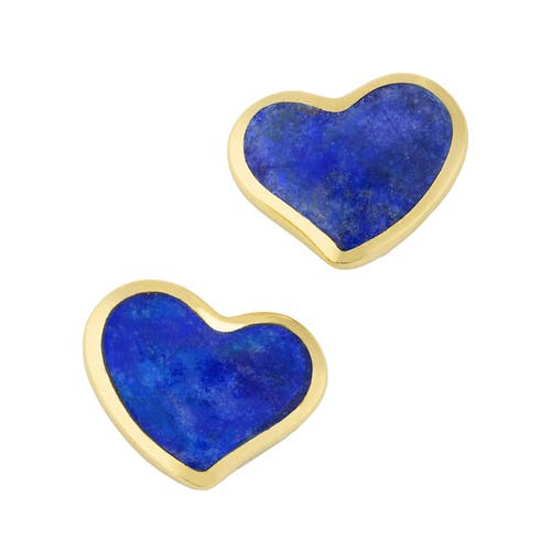 Jan Leslie Heart Stud Earring Set In Sterling With 18k Gold Overlay In Blue