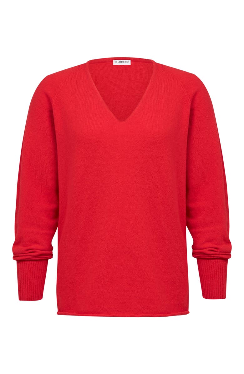 Celtic & Co. Geelong Wool Slouch V-Neck Sweater, Alternate, color, Chilli
