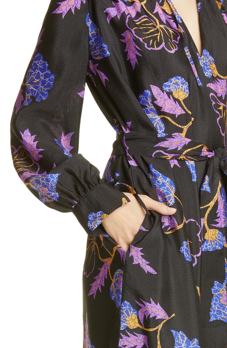 Baum und Pferdgarten Aradin Floral Print Long Sleeve Midi Dress, Alternate, color, 