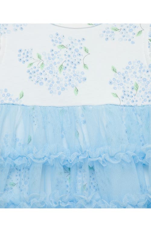 Little Me Hydrangea Skirted Bodysuit & Headband Set In Blue