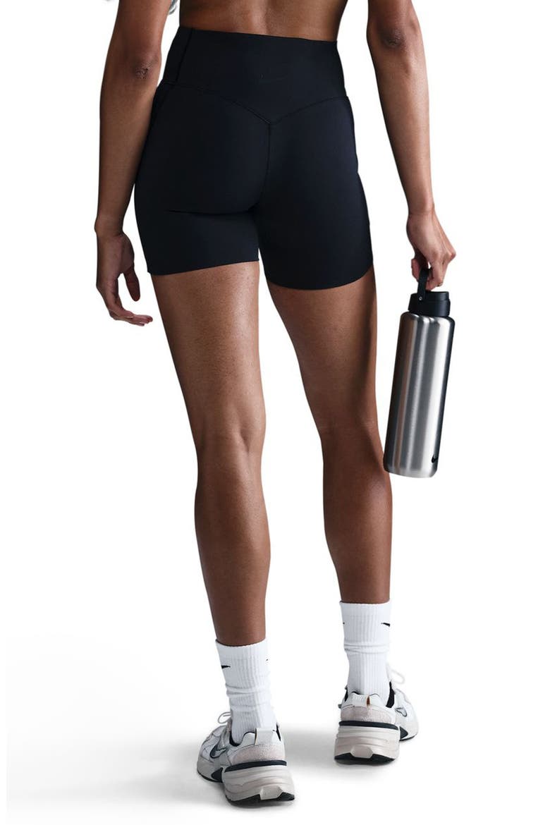 Universa Medium-Support High-Waisted 5-Inch Pocket Biker Shorts, Alternate, color, 010 010 BLACK/ANTHRACITE/BLACK