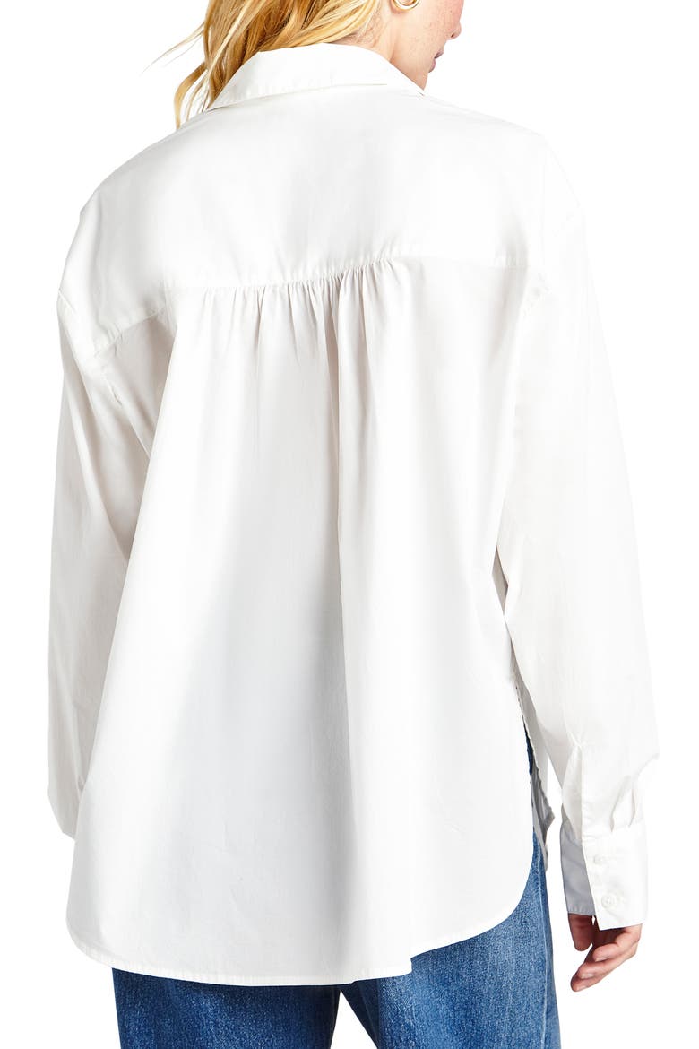 Avril Side Slit Button-Up Shirt, Alternate, color, WHITE