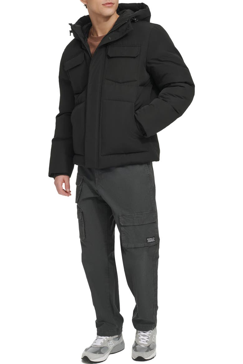 Water Resistant Hooded Quilted Puffer Jacket, Alternate, color, BLACK