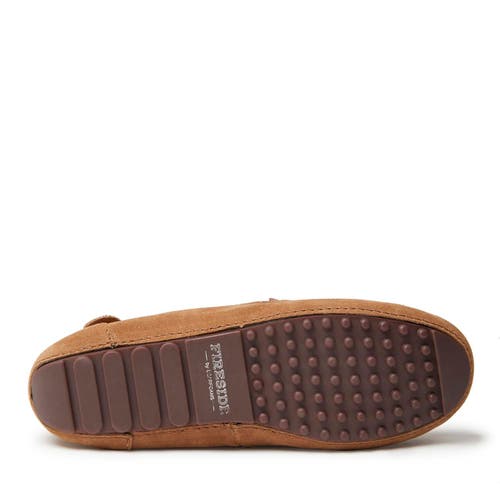 Dearfoams Fireside Mel Genuine Shearling Moccasin Slipper In Brown