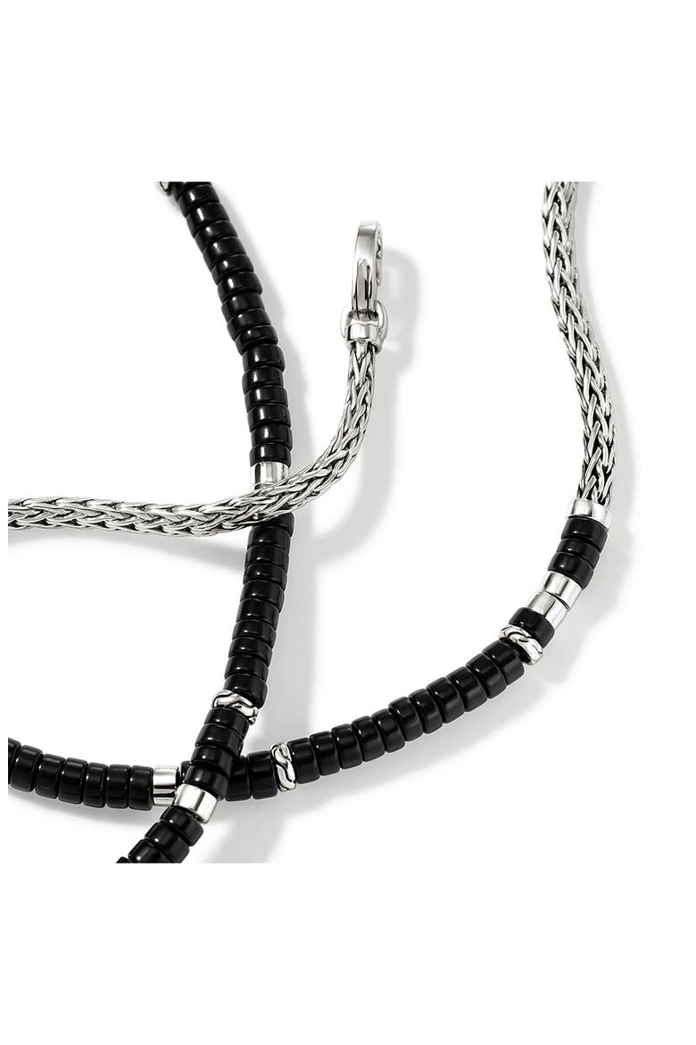 Heishi Chain Necklace, Silver, Gemstones, Alternate, color, BLACK