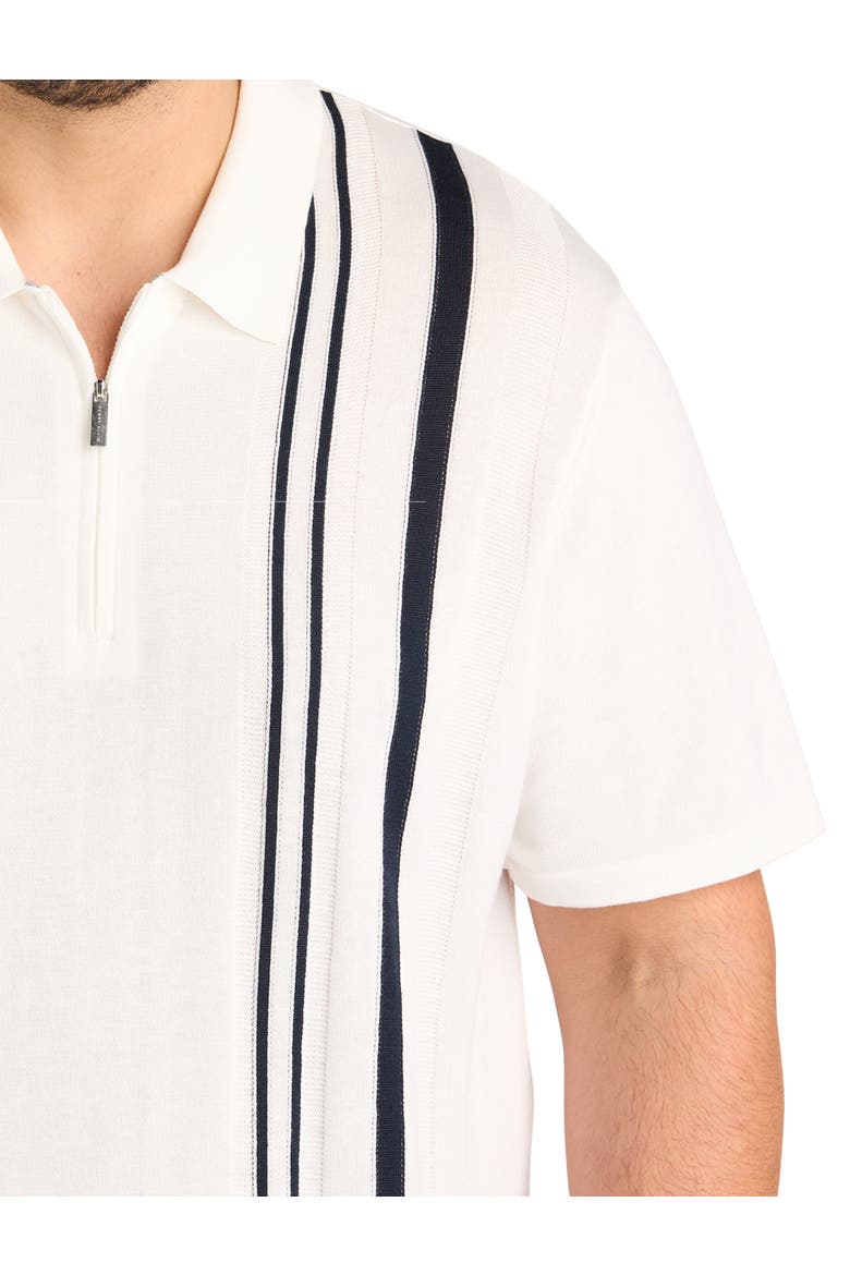 Big & Tall Striped Zip Sweater Polo Shirt, Alternate, color, BRIGHT WHITE