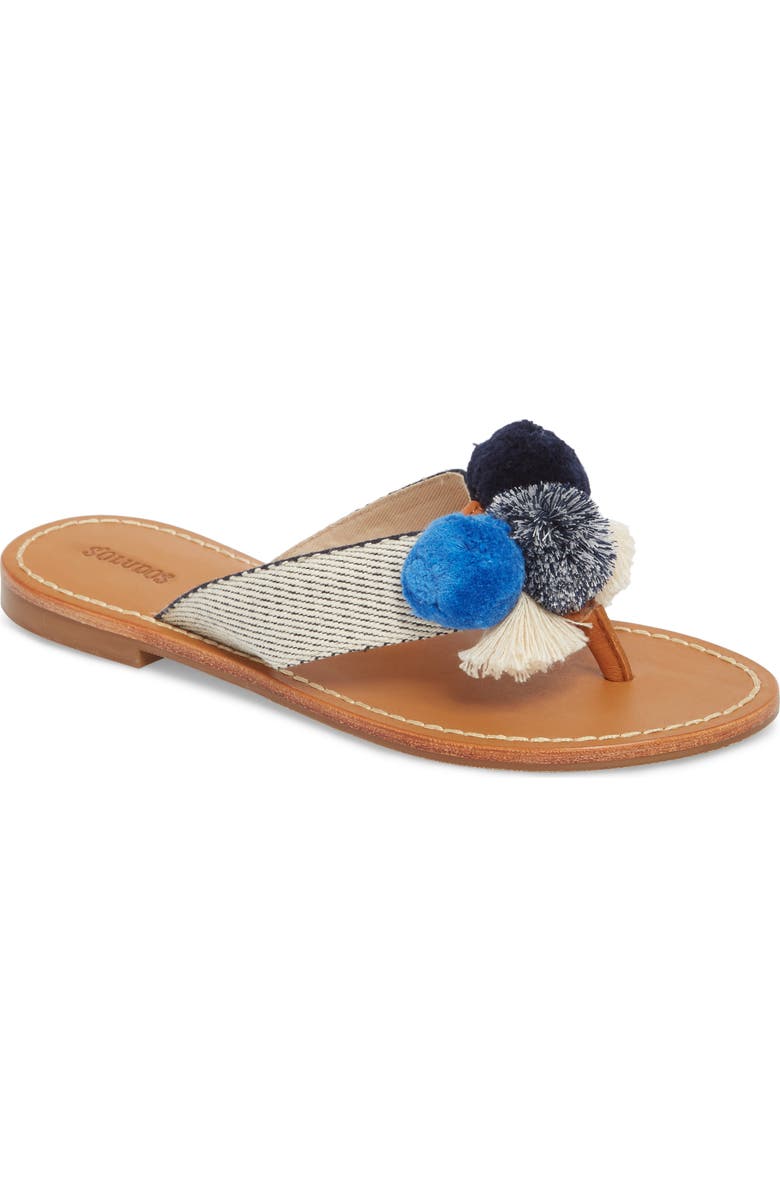 Soludos Capri Pompom Flip Flop, Main, color,