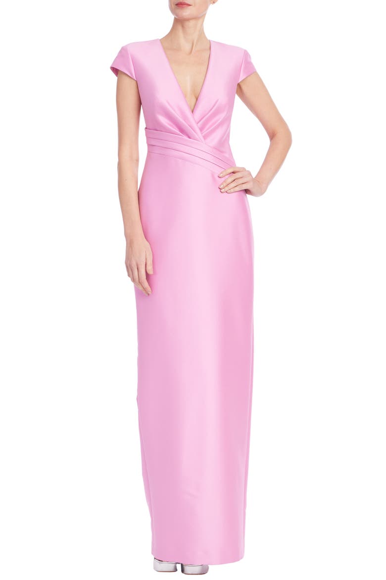 Short Sleeve Column Gown, Main, color, ROSE