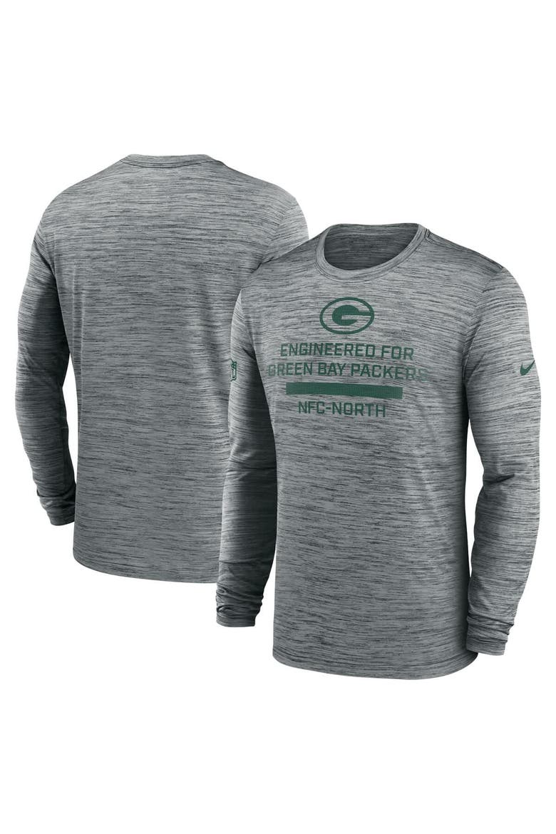 Men's Nike Gray Green Bay Packers Sideline Velocity Performance Long Sleeve T-Shirt, Alternate, color, Gray