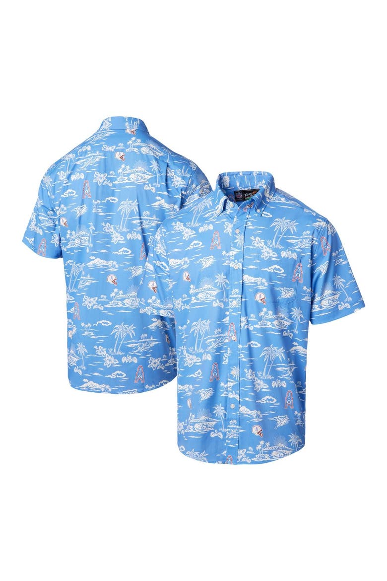 Men's Reyn Spooner Light Blue Houston Oilers Throwback Kekai Print Button-Up Shirt, Main, color, Light Blue