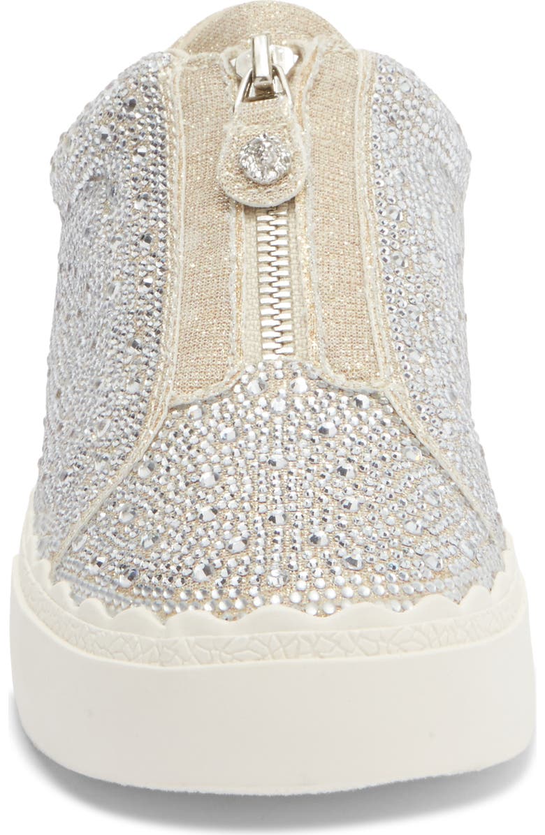 Anne Klein Cadia Zip Embellished Sneaker, Alternate, color, Platinum
