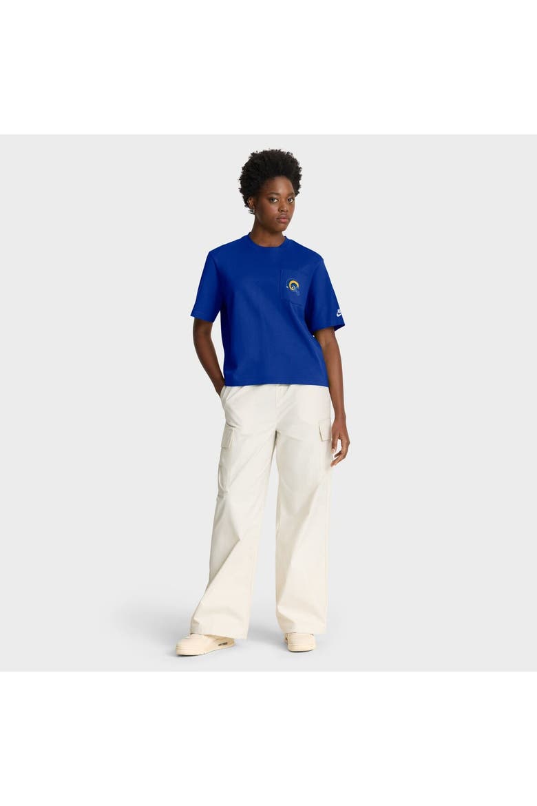 Women's Nike Royal Los Angeles Rams Rewind Pocket Boxy T-Shirt, Alternate, color, Royal