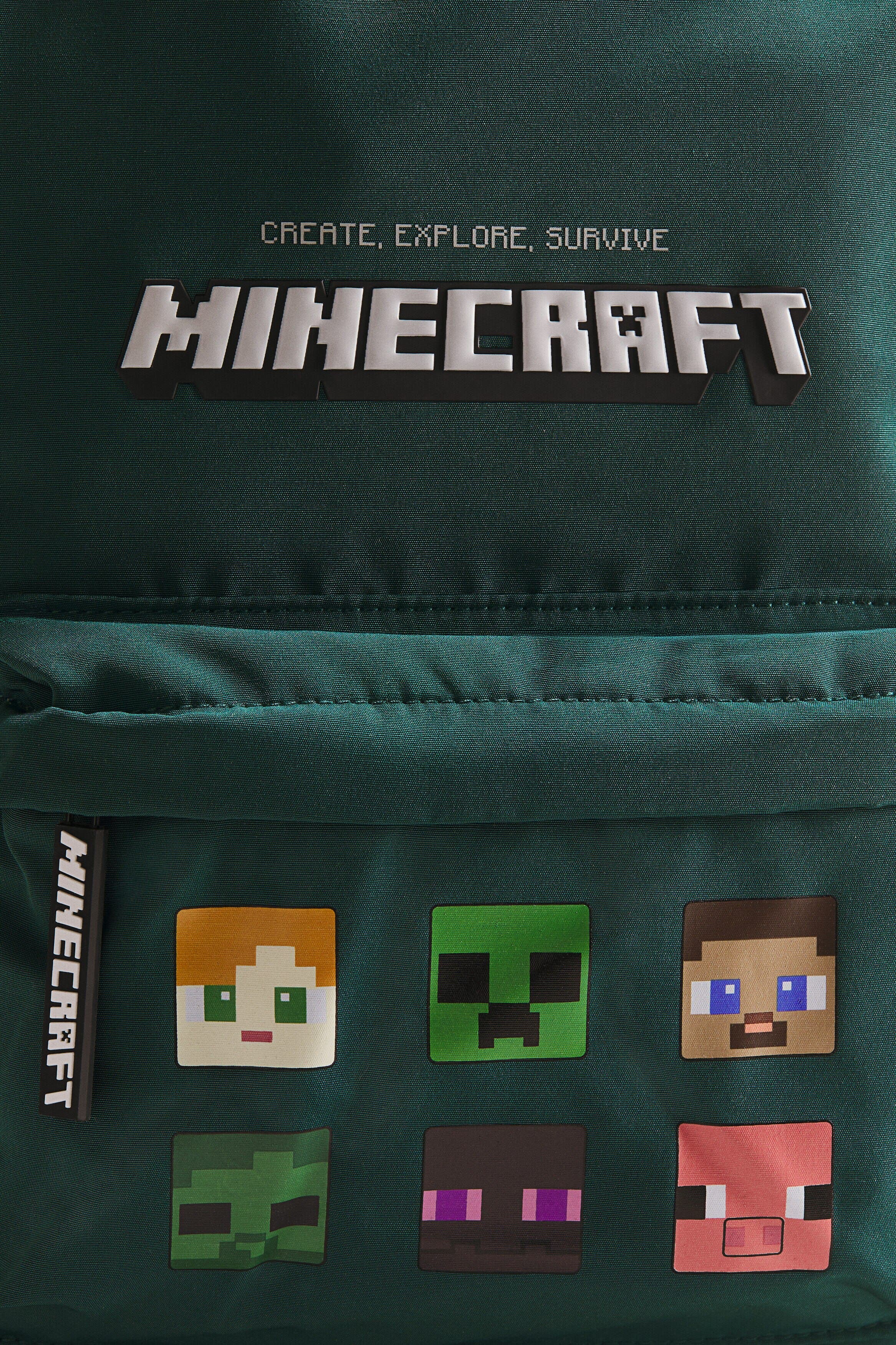 Backpack With Motif, Alternate, color, Dark green/Minecraft