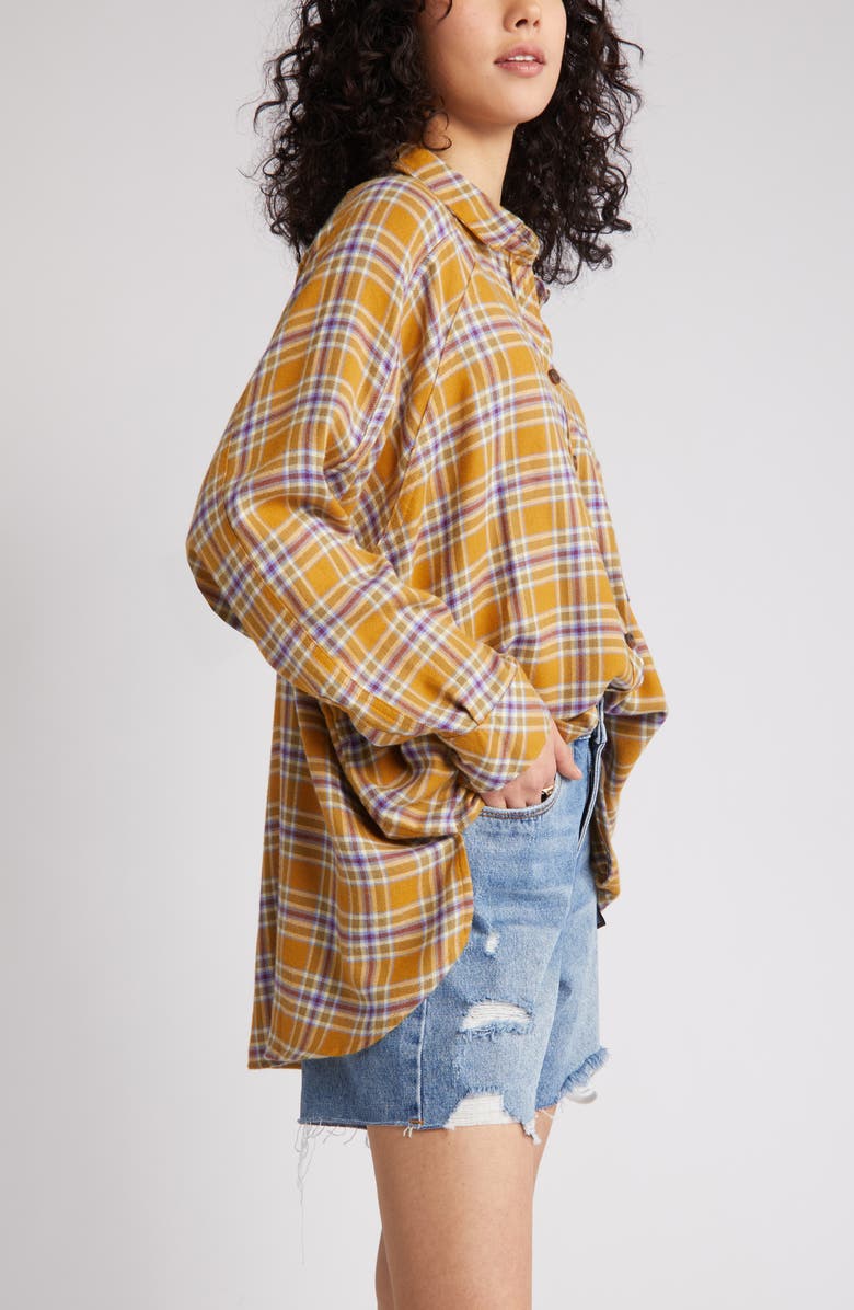 BDG Urban Outfitters Brendon High-Low Flannel Button-Up Shirt, Alternate, color, 