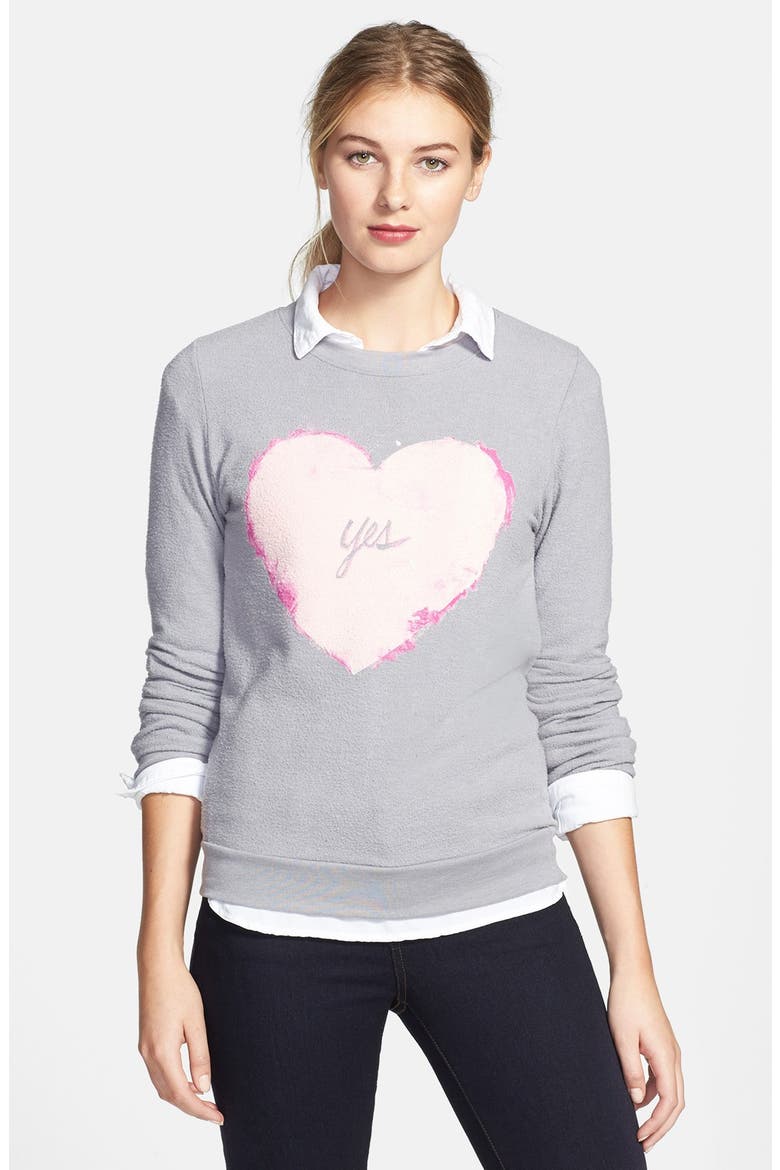 'Yummy" Fleece Sweatshirt, Main, color, YES PRINT SILVER
