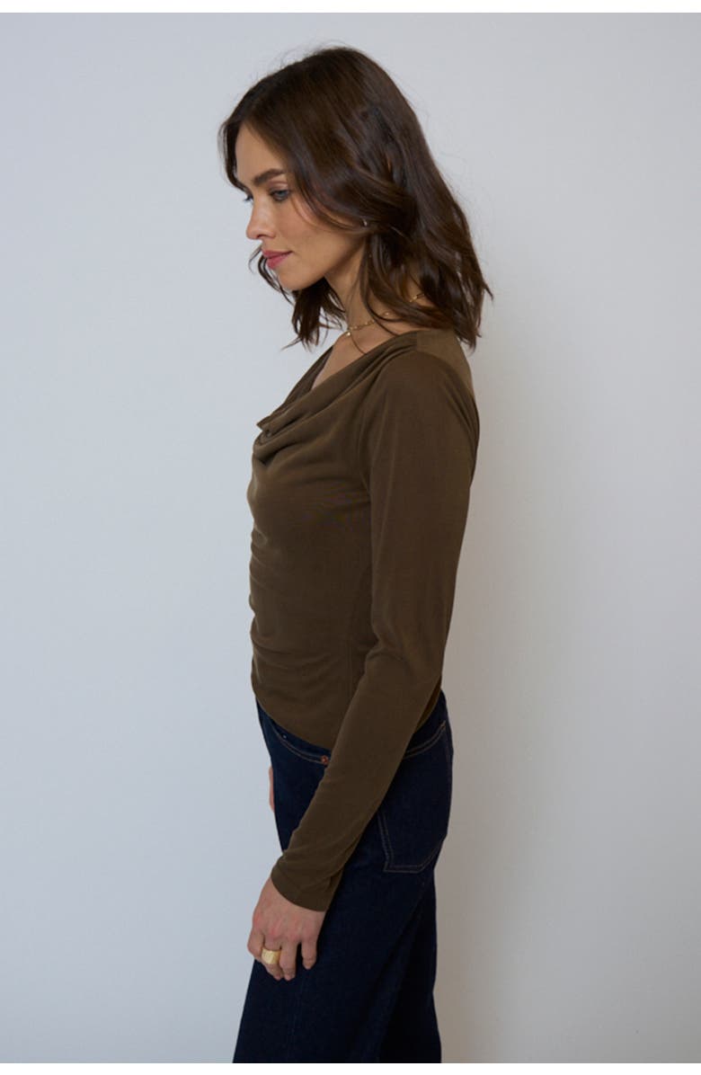 Central Park West Roman Draped Longsleeve Top, Alternate, color,