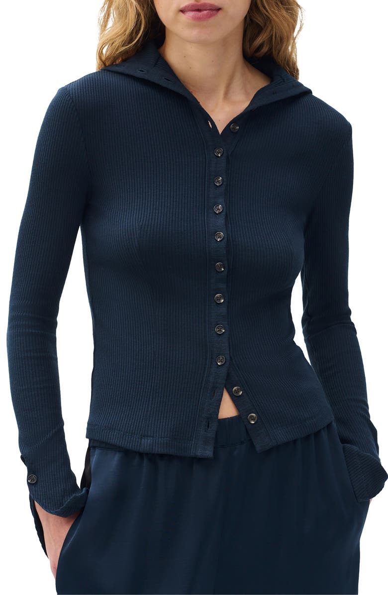 rag & bone Rib Button-Up Cardigan, Main, color, Sal