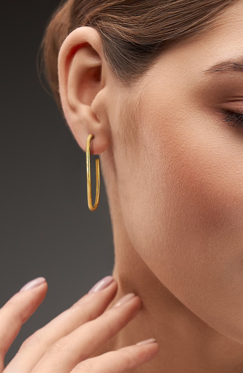 DELMAR Rectangular Open Hoop Earrings, Alternate, color, Gold