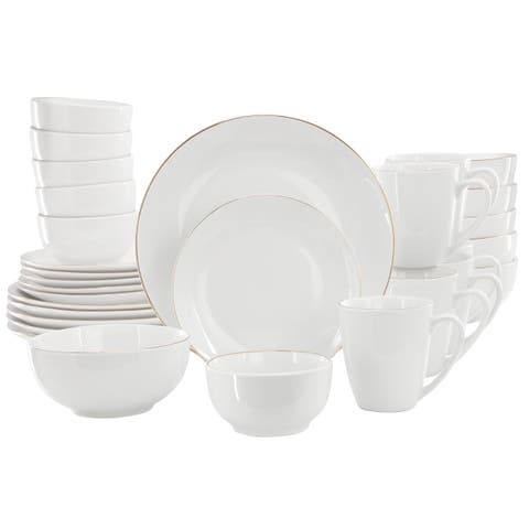 Ogalla 30 Piece Gold Banded Fine Ceramic Dinnerware Set